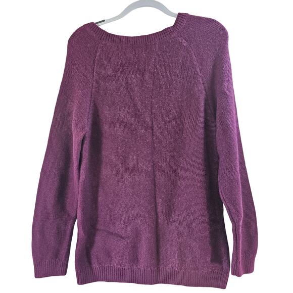 Talbots Womens Sz L Purple Cable Knit Soft Angora Rabbit Hair Blend Sweater - Picture 2 of 8